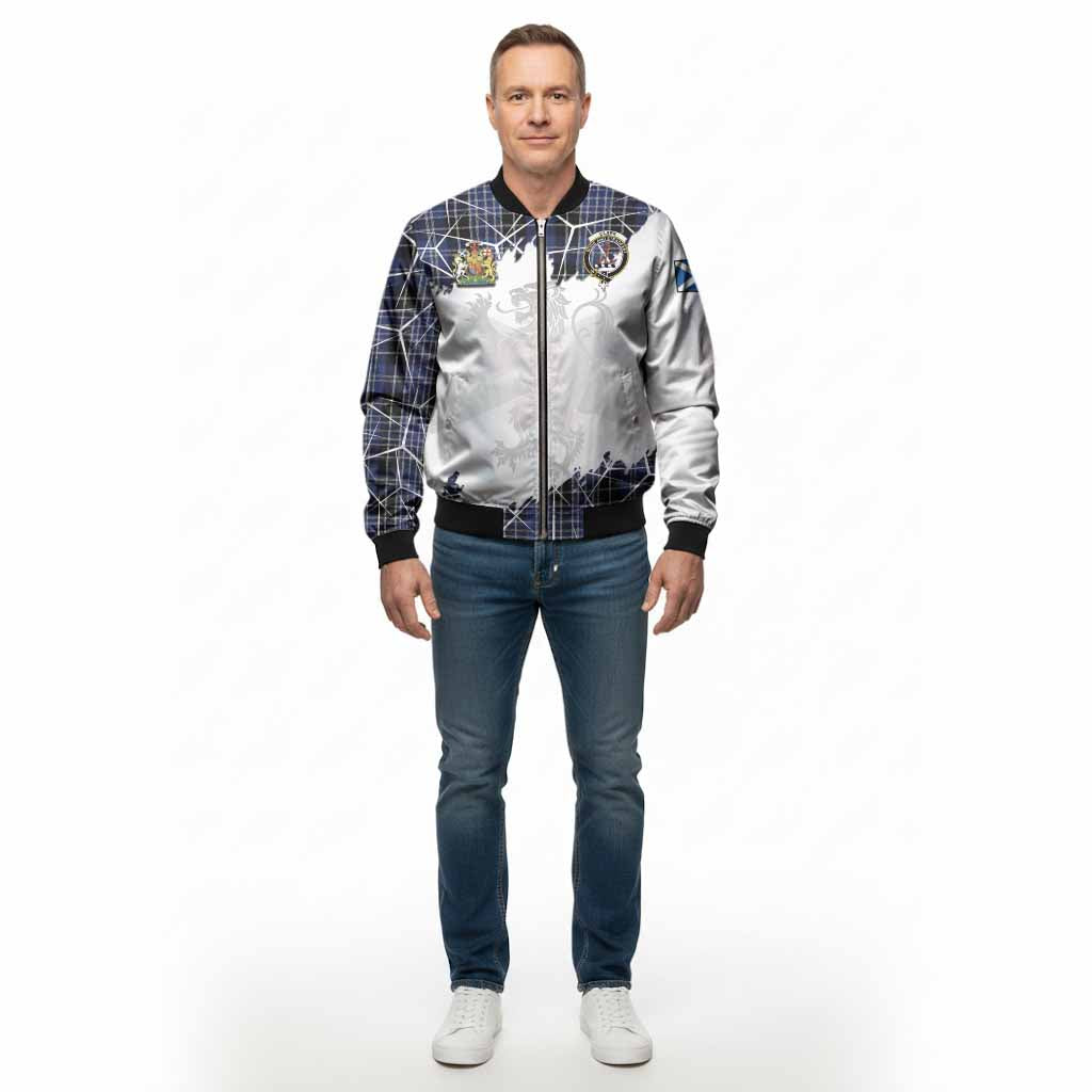 Clark (Clarke) Tartan Bomber Jacket with Family Crest and Lion Rampant Grunge Style
