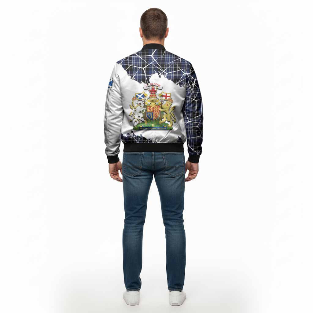 Clark (Clarke) Tartan Bomber Jacket with Family Crest and Lion Rampant Grunge Style