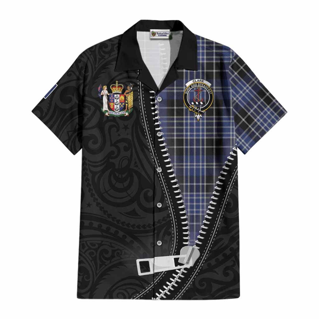 Clark (Clarke) Tartan Cotton Hawaiian Shirt New Zealand Pattern Unique Zipper Stylized