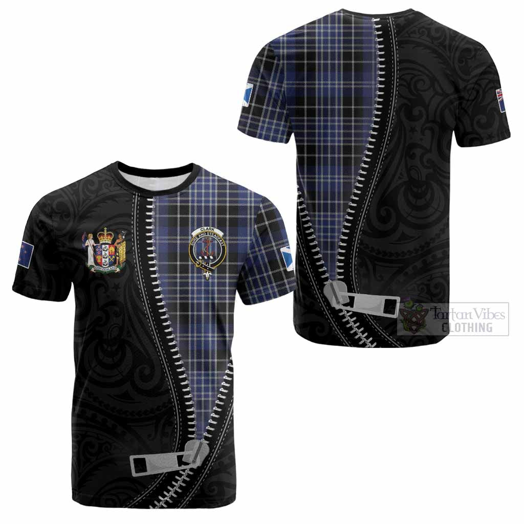 Clark (Clarke) Tartan Cotton T-shirt New Zealand Pattern Unique Zipper Stylized