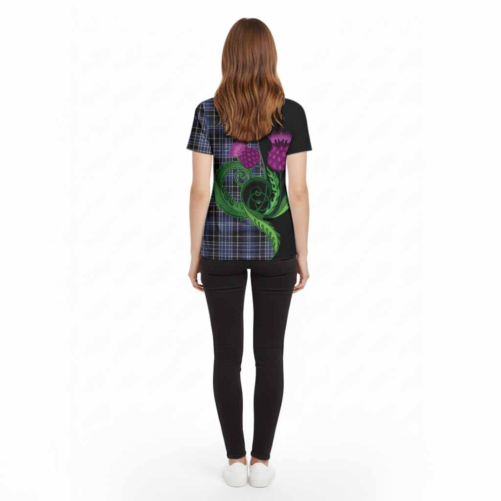 Clark (Clarke) Tartan Cotton T-shirt Traditional Scottish Thistle