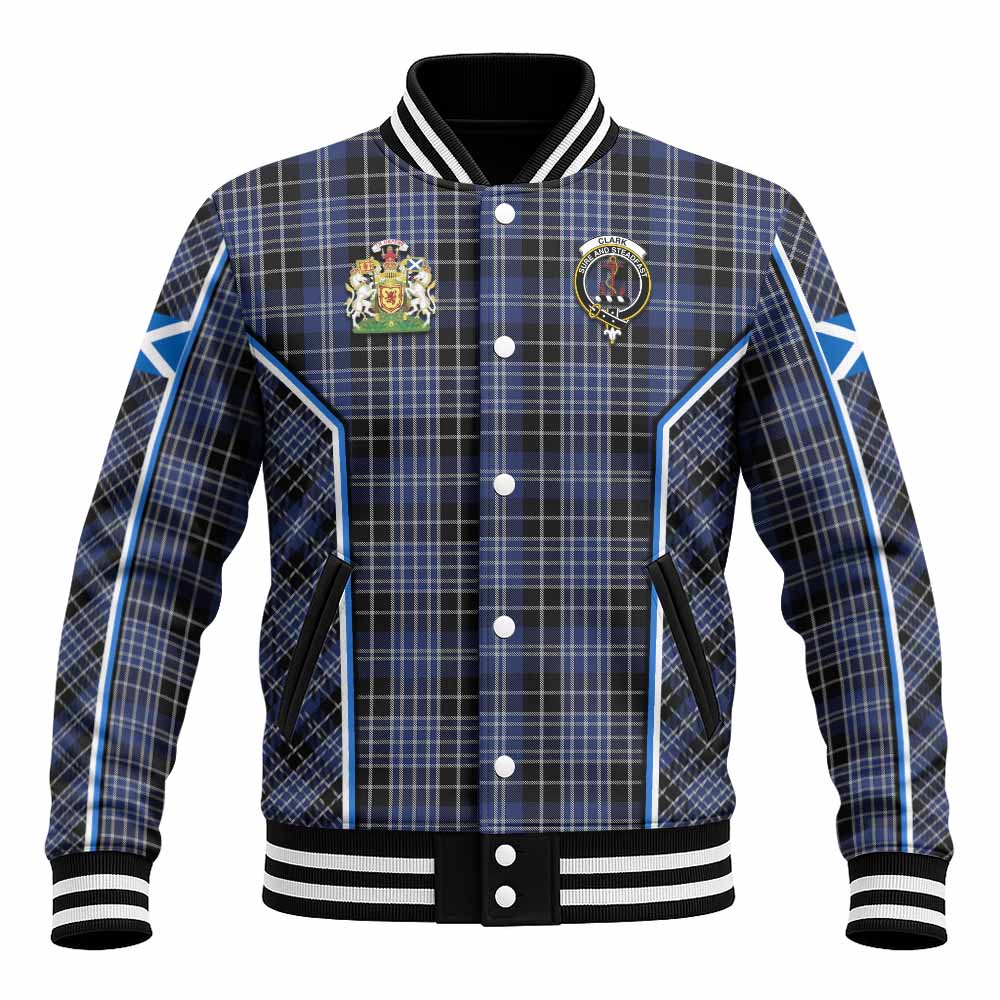 Clark (Clarke) Tartan Crest Baseball Jacket Scotland Coat of Arm Flag Style - Tartan Vibes Clothing