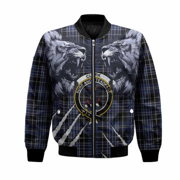 Clark (Clarke) Tartan Crest Bomber Jacket Ferocious Lion Style