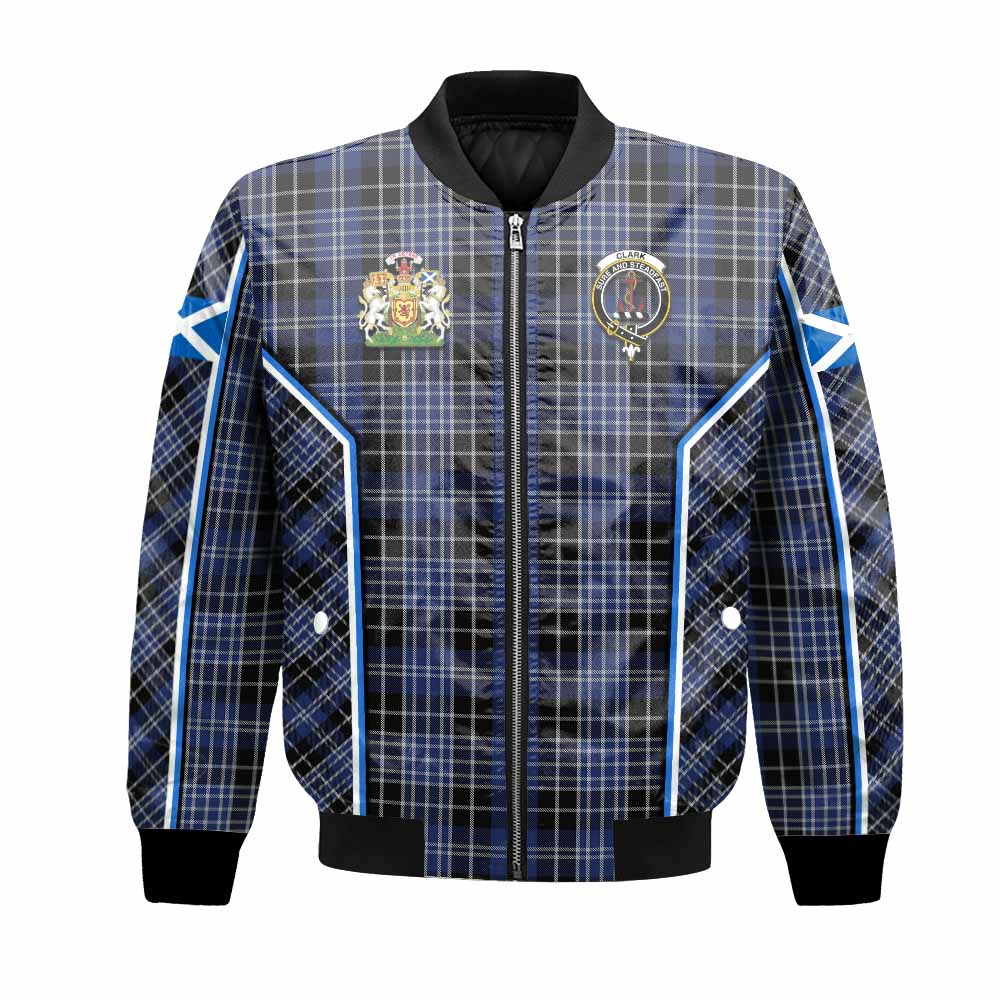 Clark (Clarke) Tartan Crest Bomber Jacket Scotland Coat of Arm Flag Style - Tartan Vibes Clothing