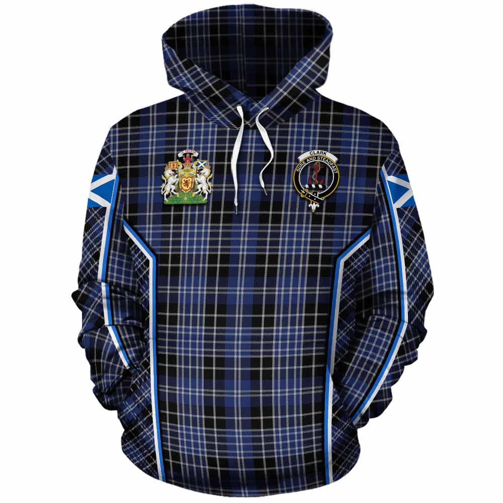Clark (Clarke) Tartan Crest Cotton Hoodie Scotland Coat of Arm Flag Style - Tartan Vibes Clothing