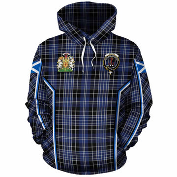 Clark (Clarke) Tartan Crest Cotton Hoodie Scotland Coat of Arm Flag Style - Tartan Vibes Clothing