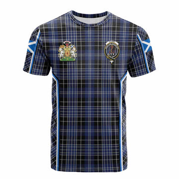 Clark (Clarke) Tartan Crest Cotton T-shirt Scotland Coat of Arm Flag Style - Tartan Vibes Clothing