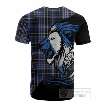 Clark (Clarke) Tartan Crest Cotton T-shirt Scottish Golden Lions Wave Flow