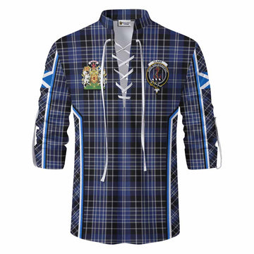 Clark (Clarke) Tartan Crest Ghillie Kilt Shirt Scotland Coat of Arm Flag Style