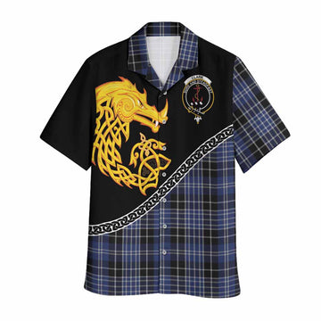 Clark (Clarke) Tartan Crest Hawaiian Shirt Legendary Dragon Knot Half Style