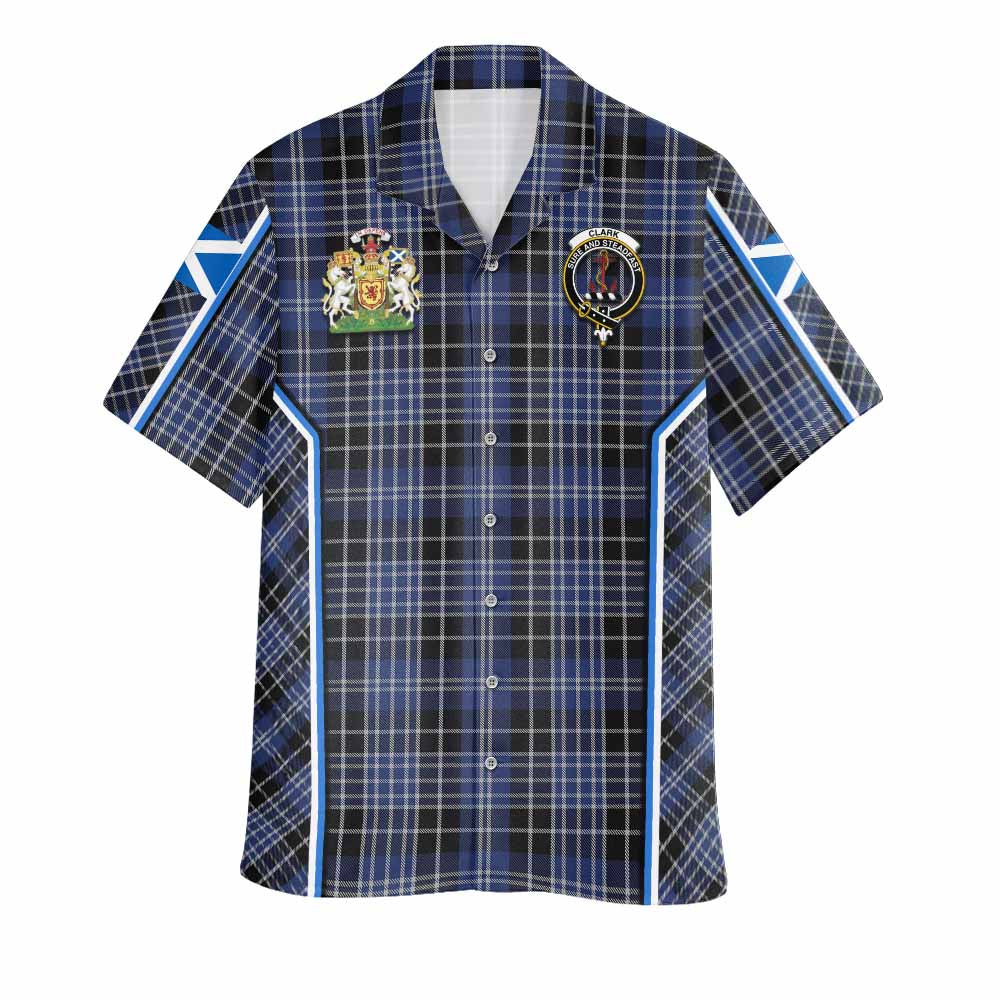 Clark (Clarke) Tartan Crest Hawaiian Shirt Scotland Coat of Arm Flag Style - Tartan Vibes Clothing