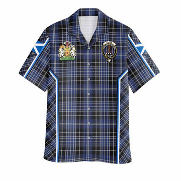 Clark (Clarke) Tartan Crest Hawaiian Shirt Scotland Coat of Arm Flag Style
