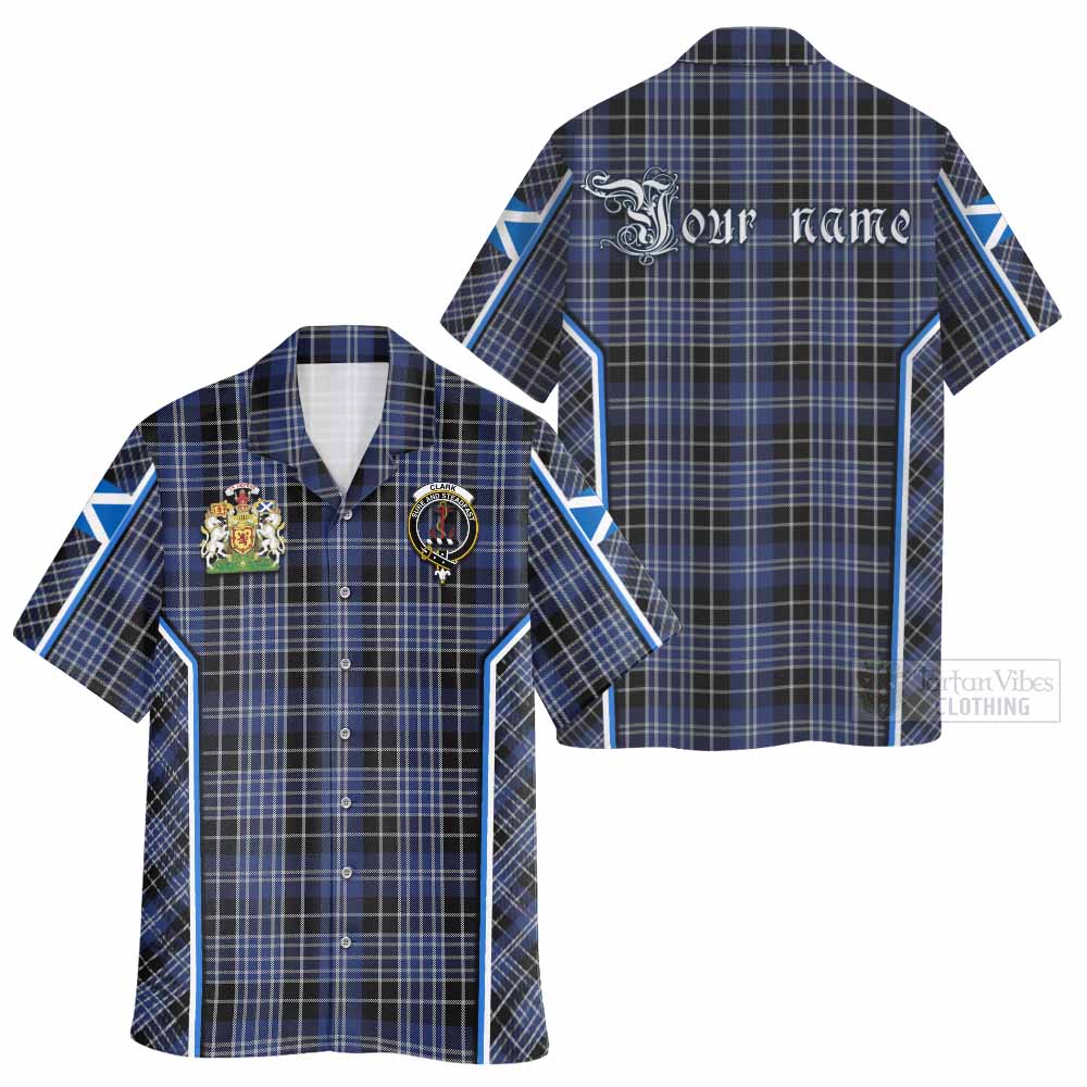Clark (Clarke) Tartan Crest Hawaiian Shirt Scotland Coat of Arm Flag Style - Tartan Vibes Clothing