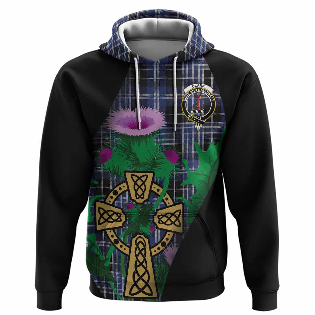 Clark (Clarke) Tartan Crest Hoodie Celtic Cross Thistle Flowers