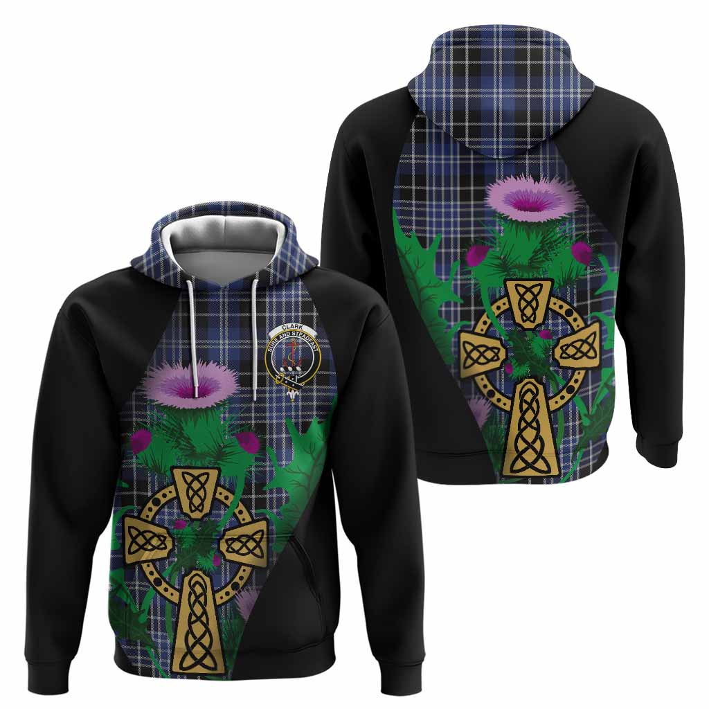 Clark (Clarke) Tartan Crest Hoodie Celtic Cross Thistle Flowers