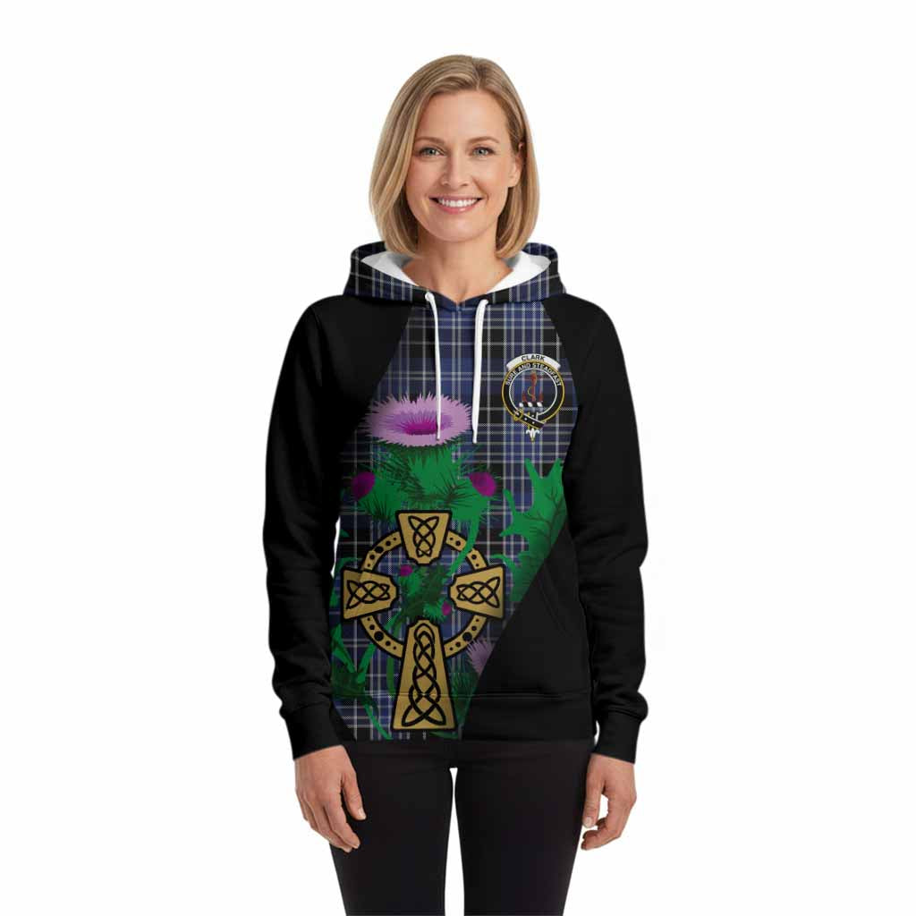 Clark (Clarke) Tartan Crest Hoodie Celtic Cross Thistle Flowers