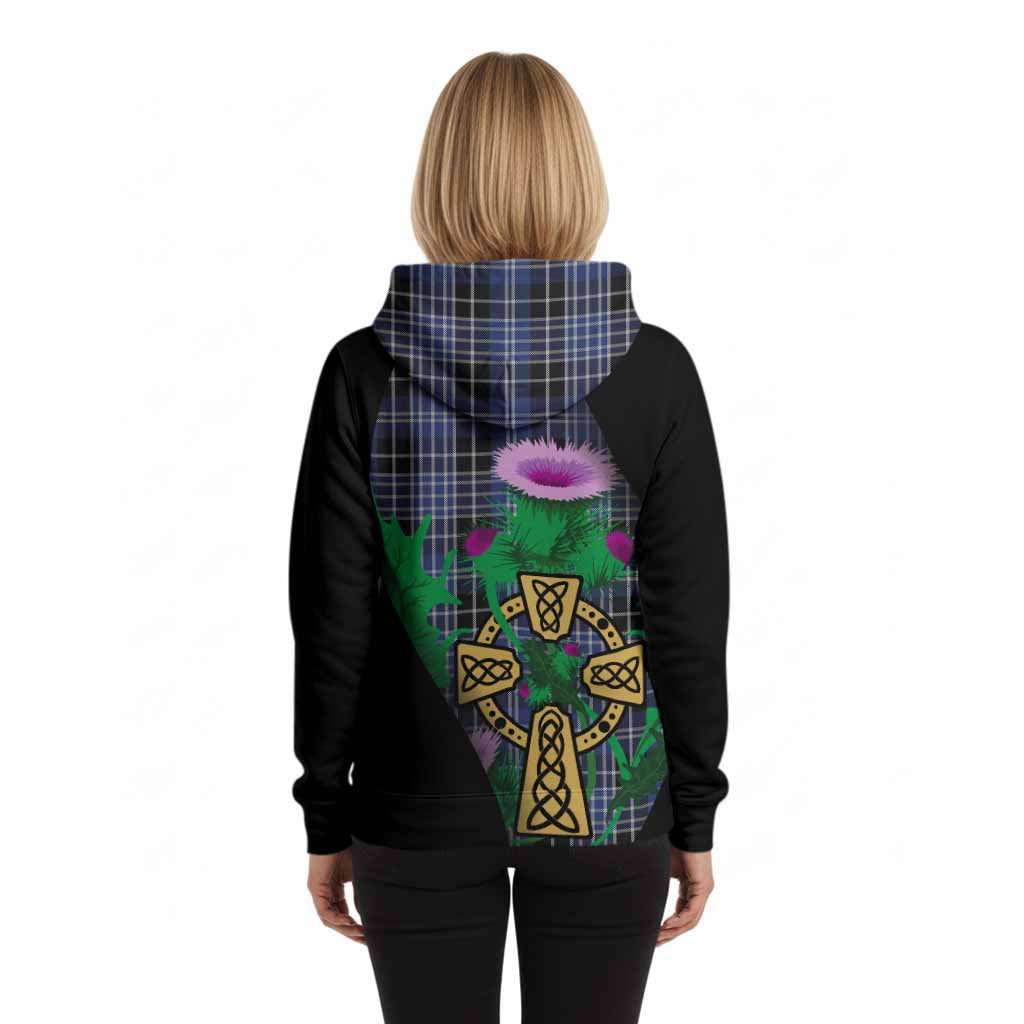 Clark (Clarke) Tartan Crest Hoodie Celtic Cross Thistle Flowers