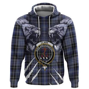 Clark (Clarke) Tartan Crest Hoodie Ferocious Lion Style