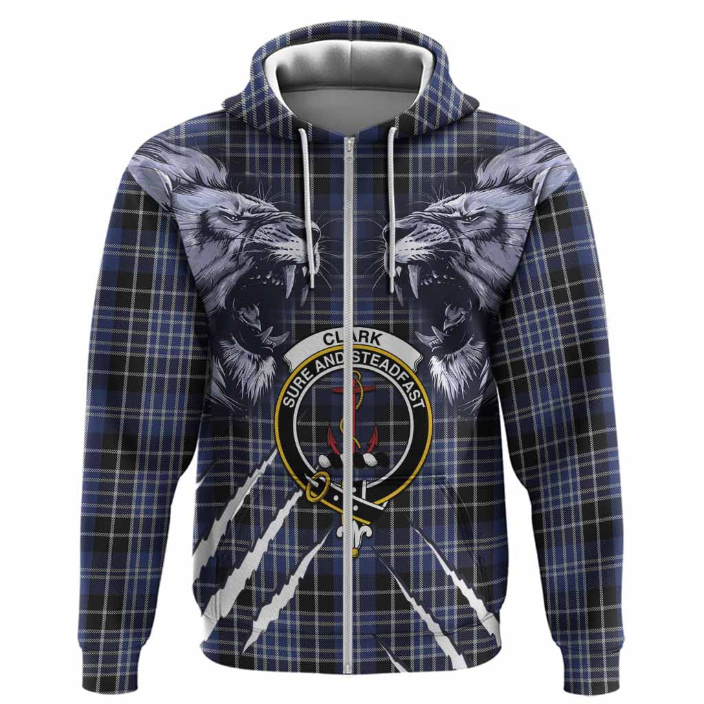 Clark (Clarke) Tartan Crest Hoodie Ferocious Lion Style