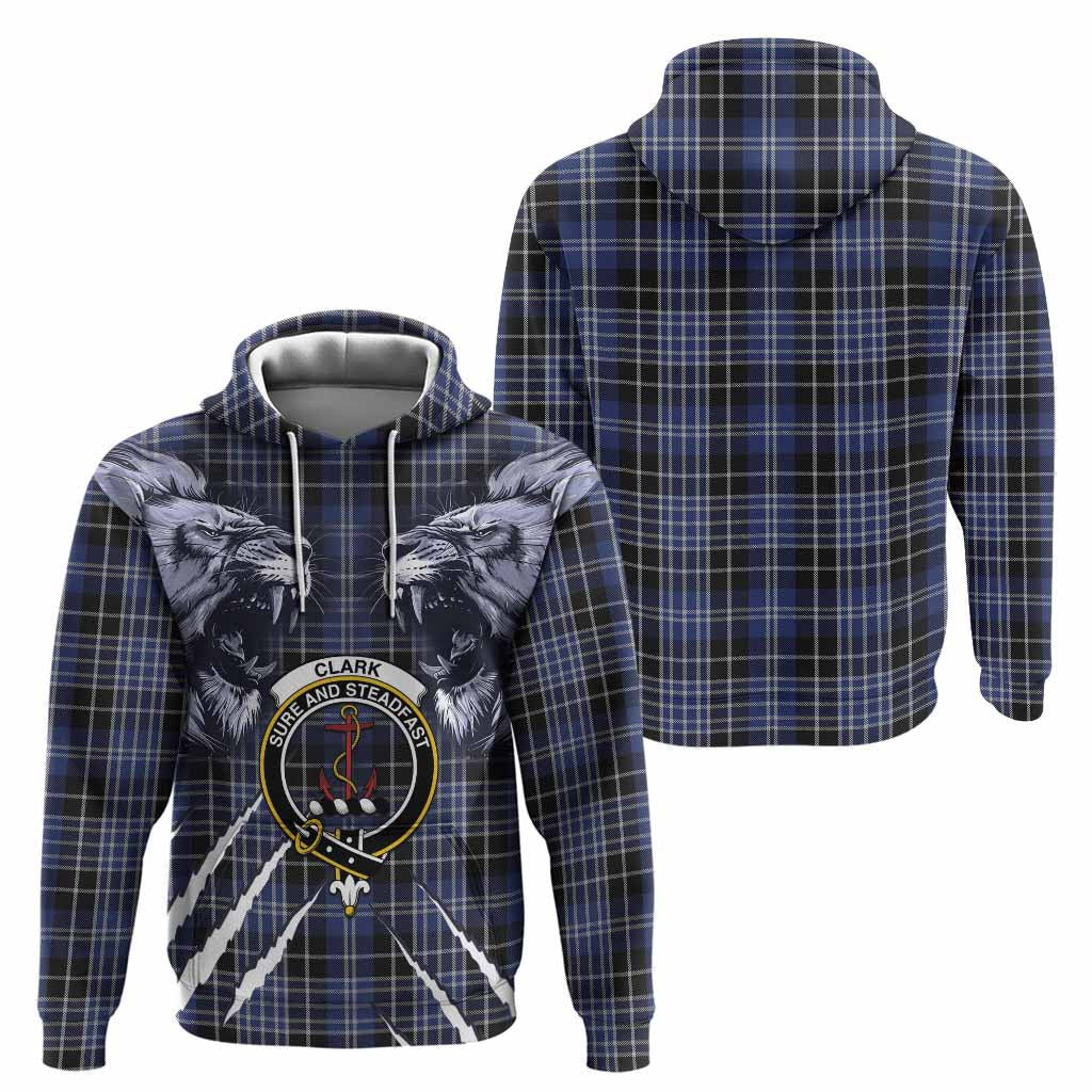Clark (Clarke) Tartan Crest Hoodie Ferocious Lion Style