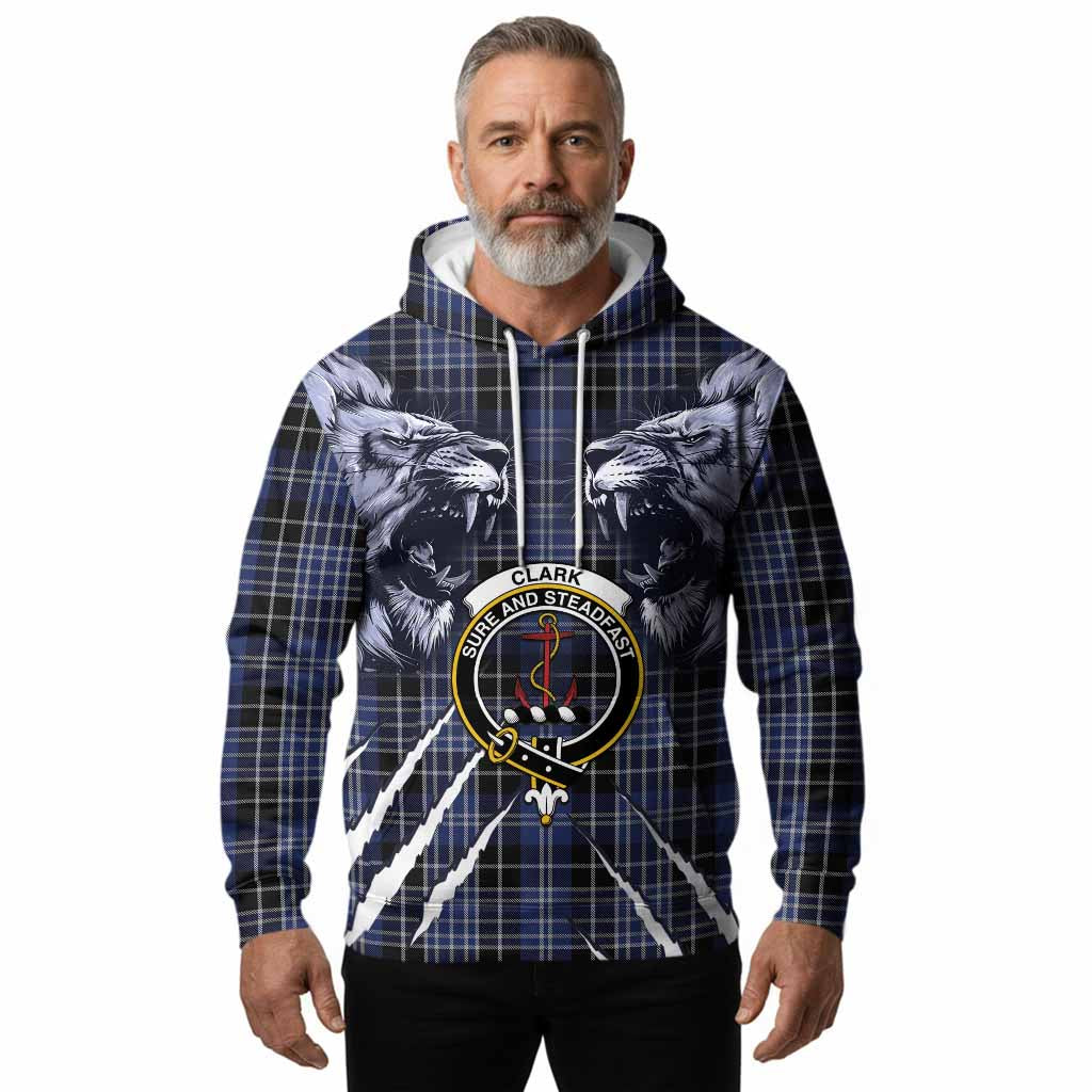 Clark (Clarke) Tartan Crest Hoodie Ferocious Lion Style