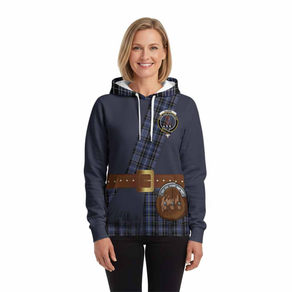 Clark (Clarke) Tartan Crest Hoodie Kilt Costume Style