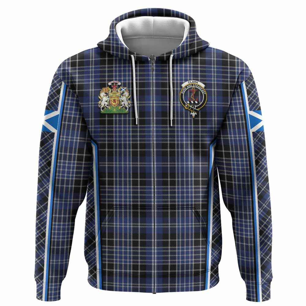 Clark (Clarke) Tartan Crest Hoodie Scotland Coat of Arm Flag Style - Tartan Vibes Clothing