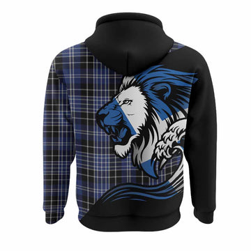 Clark (Clarke) Tartan Crest Hoodie Scottish Golden Lions Wave Flow