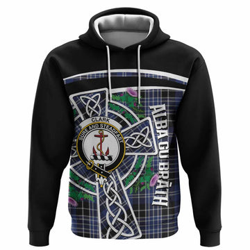 Clark (Clarke) Tartan Crest Hoodie Scottish Thistle Celtic Cross Alba Gu Brath