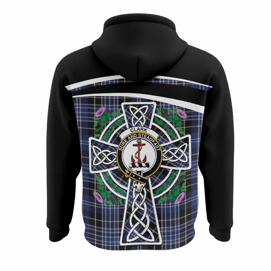 Clark (Clarke) Tartan Crest Hoodie Scottish Thistle Celtic Cross Alba Gu Brath