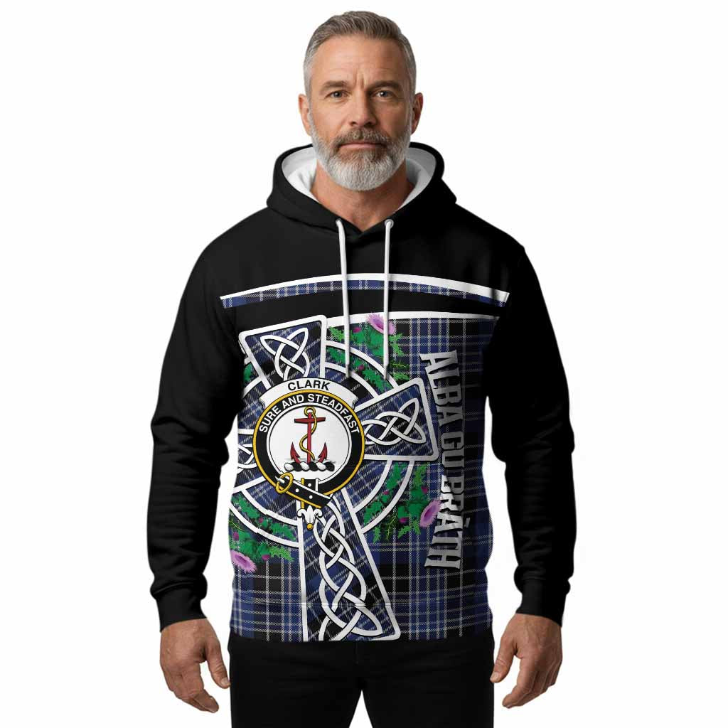 Clark (Clarke) Tartan Crest Hoodie Scottish Thistle Celtic Cross Alba Gu Brath
