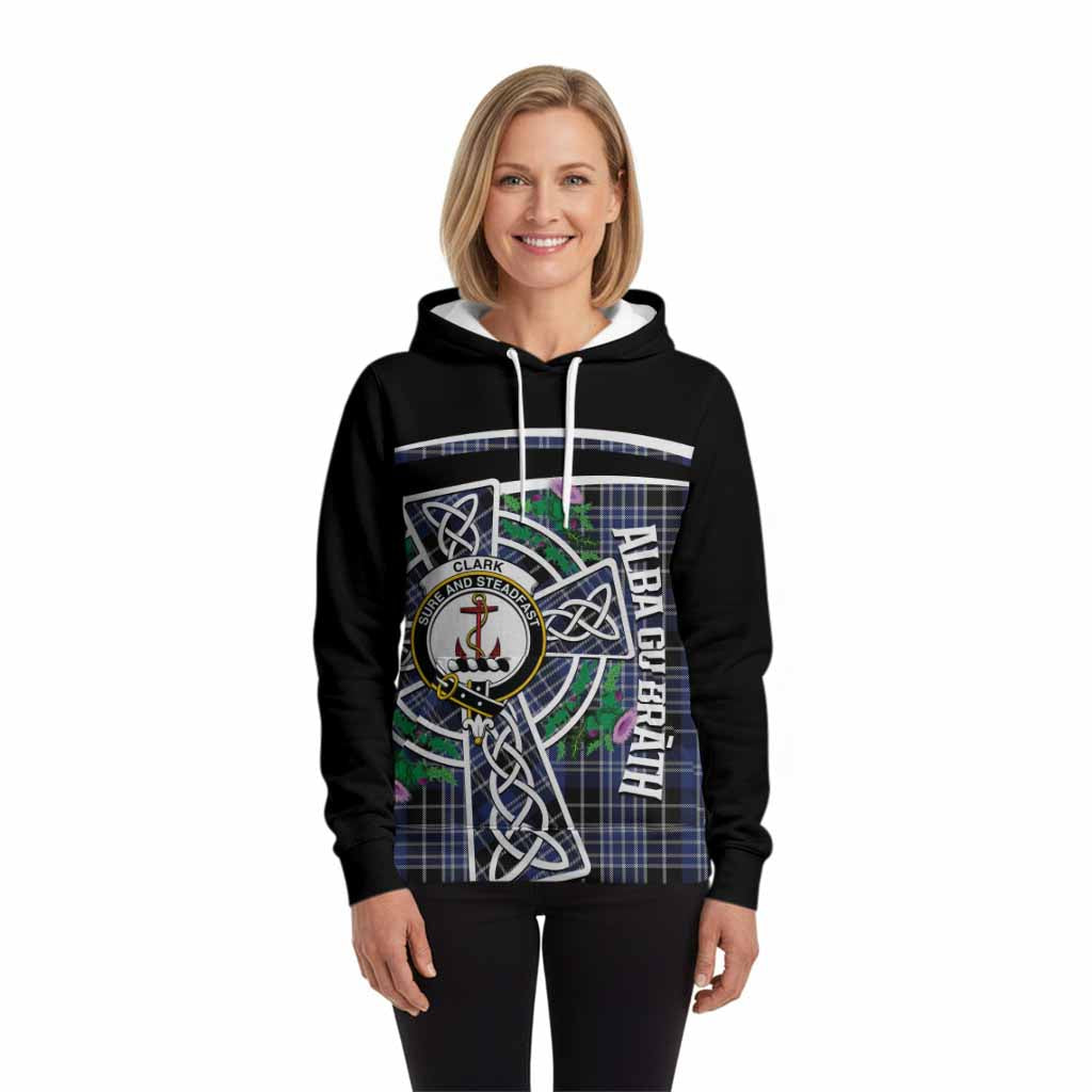 Clark (Clarke) Tartan Crest Hoodie Scottish Thistle Celtic Cross Alba Gu Brath