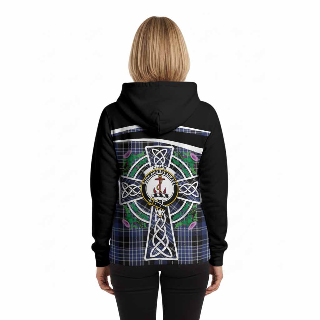 Clark (Clarke) Tartan Crest Hoodie Scottish Thistle Celtic Cross Alba Gu Brath