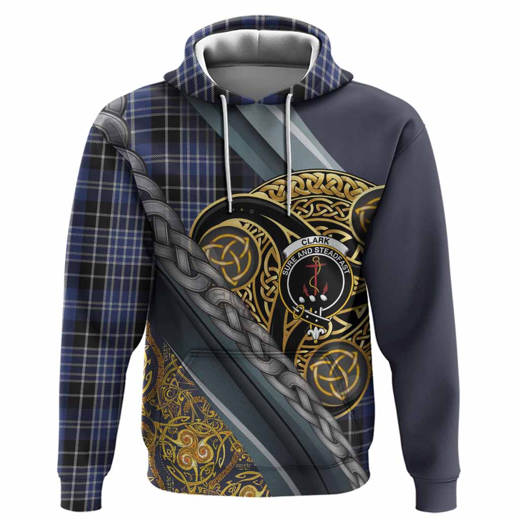 Clark (Clarke) Tartan Crest Hoodie Scottish Triskele Celtic