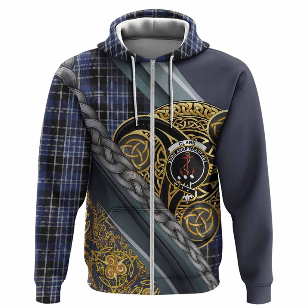 Clark (Clarke) Tartan Crest Hoodie Scottish Triskele Celtic