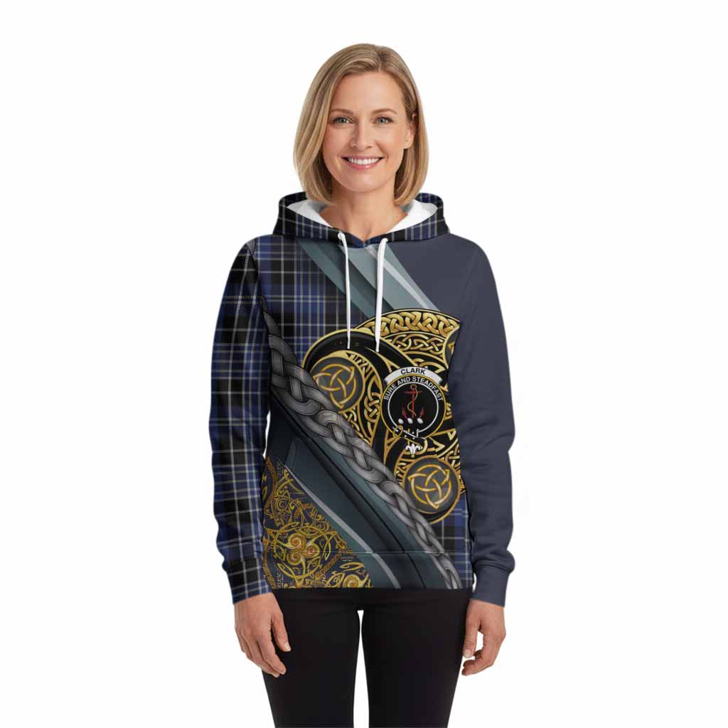 Clark (Clarke) Tartan Crest Hoodie Scottish Triskele Celtic