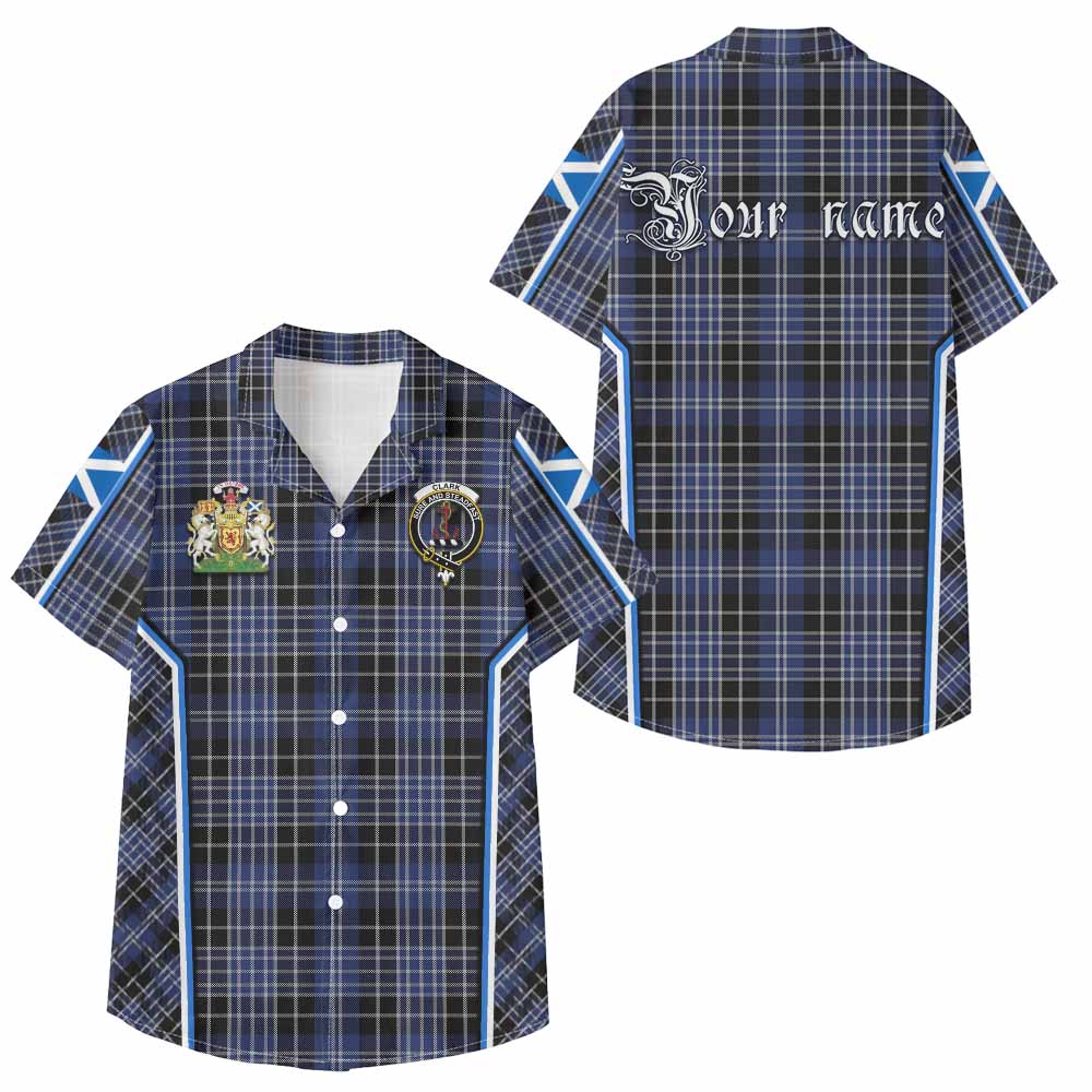 Clark (Clarke) Tartan Crest Kid Hawaiian Shirt Scotland Coat of Arm Flag Style - Tartan Vibes Clothing