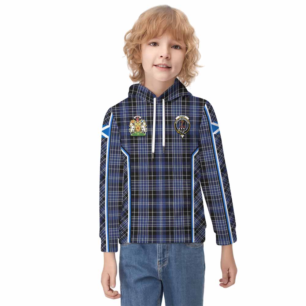 Clark (Clarke) Tartan Crest Kid Hoodie Scotland Coat of Arm Flag Style - Tartan Vibes Clothing