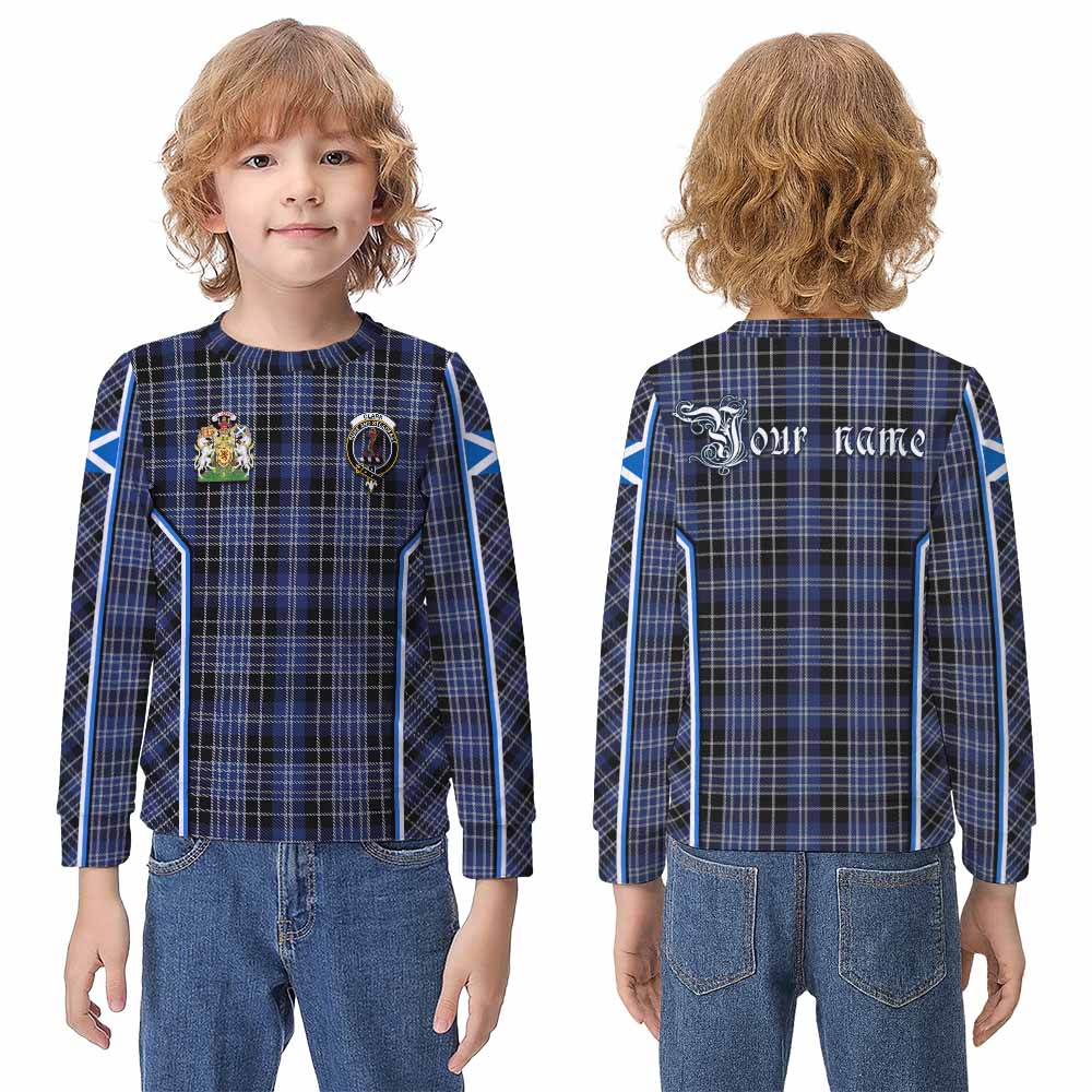 Clark (Clarke) Tartan Crest Kid Knitted Sweatshirt Scotland Coat of Arm Flag Style - Tartan Vibes Clothing