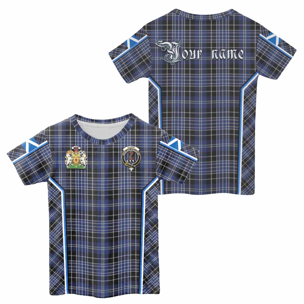 Clark (Clarke) Tartan Crest Kid T-shirt Scotland Coat of Arm Flag Style - Tartan Vibes Clothing