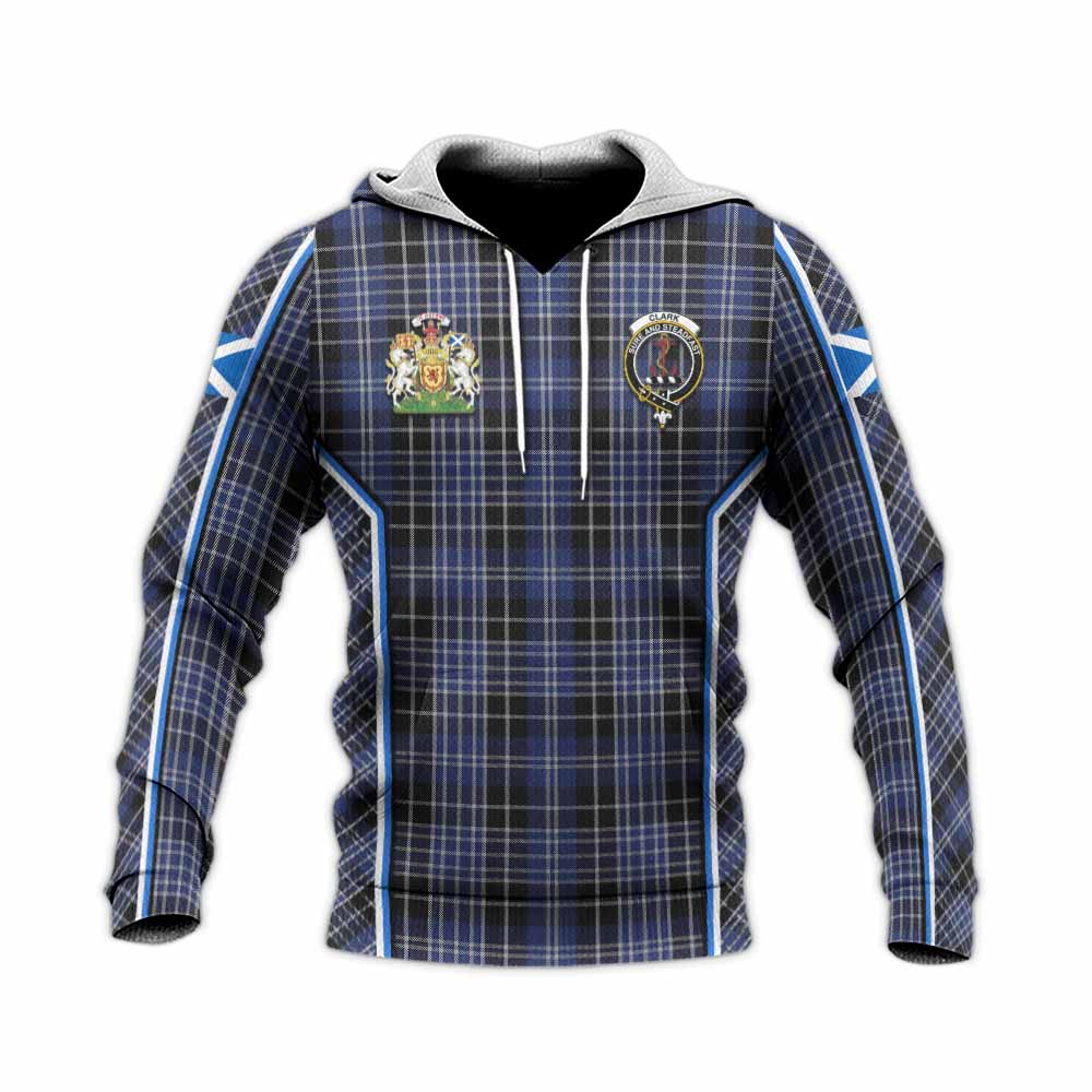 Clark (Clarke) Tartan Crest Knitted Hoodie Scotland Coat of Arm Flag Style - Tartan Vibes Clothing