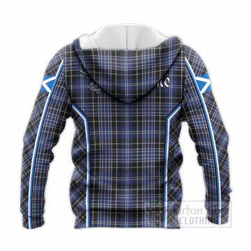 Clark (Clarke) Tartan Crest Knitted Hoodie Scotland Coat of Arm Flag Style
