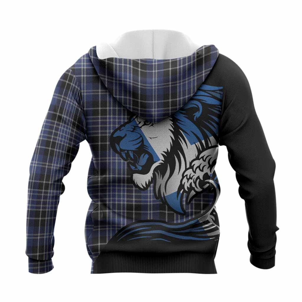 Clark (Clarke) Tartan Crest Knitted Hoodie Scottish Golden Lions Wave Flow