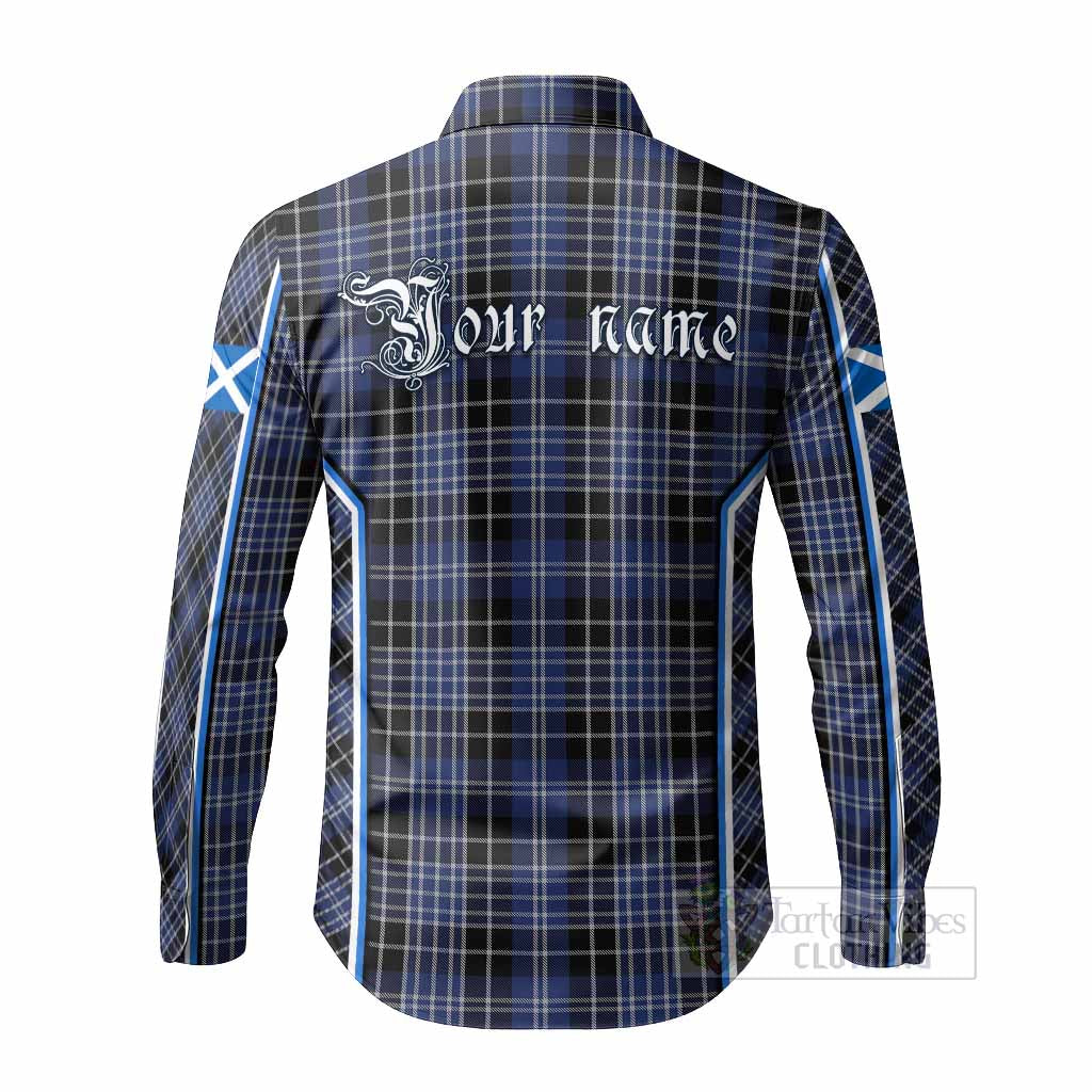 Clark (Clarke) Tartan Crest Long Sleeve Button Shirts Scotland Coat of Arm Flag Style - Tartan Vibes Clothing