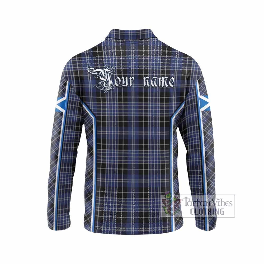 Clark (Clarke) Tartan Crest Long Sleeve Polo Shirt Scotland Coat of Arm Flag Style - Tartan Vibes Clothing