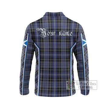 Clark (Clarke) Tartan Crest Long Sleeve Polo Shirt Scotland Coat of Arm Flag Style - Tartan Vibes Clothing