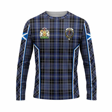 Clark (Clarke) Tartan Crest Long Sleeve T-Shirt Scotland Coat of Arm Flag Style - Tartan Vibes Clothing