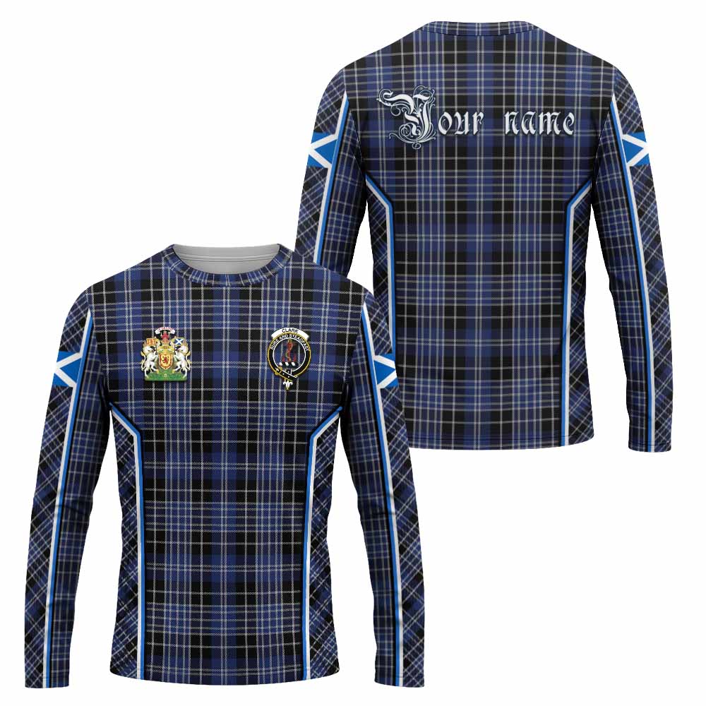 Clark (Clarke) Tartan Crest Long Sleeve T-Shirt Scotland Coat of Arm Flag Style - Tartan Vibes Clothing