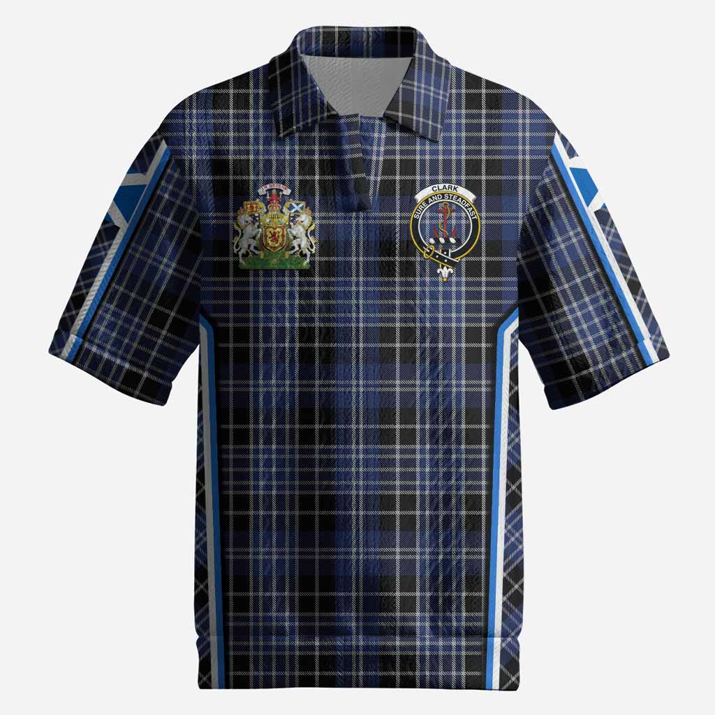 Clark (Clarke) Tartan Crest Men’s Polo Sweater Top Scotland Coat of Arm Flag Style