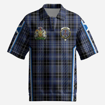 Clark (Clarke) Tartan Crest Men’s Polo Sweater Top Scotland Coat of Arm Flag Style